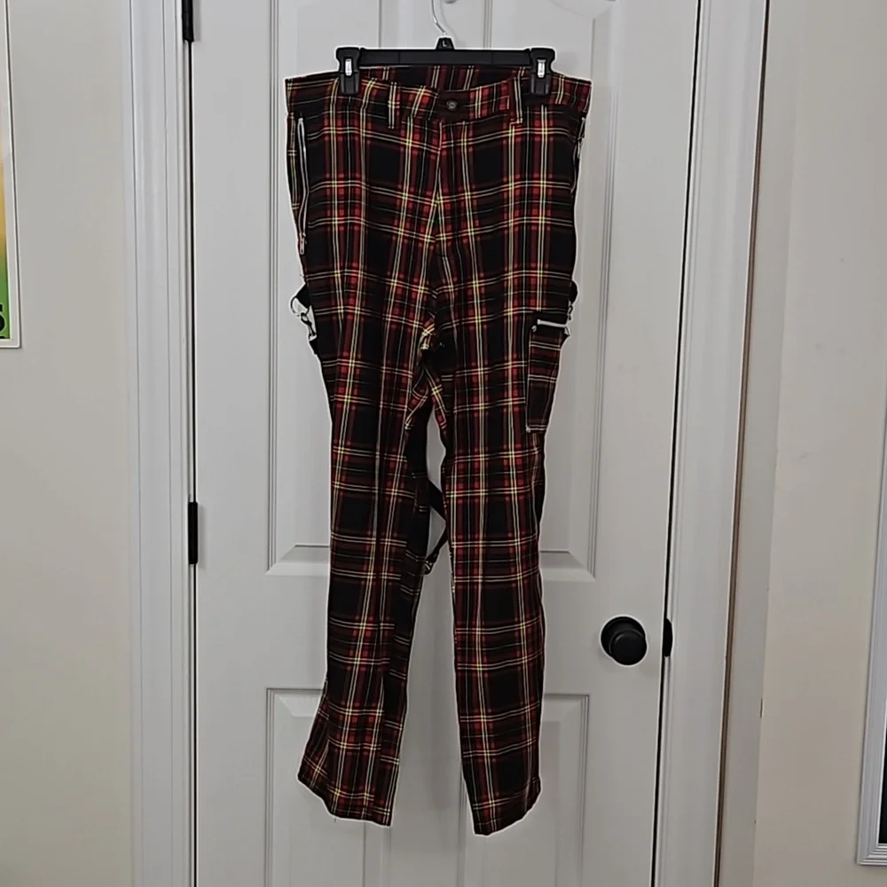 Y2K Vtg Bondage Pants Plaid DOGPILE 90s Rare Gwen Stefani unisex Straps - Picture 6 of 14